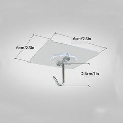 10pcs Transparent Sticker Stainless Steel Hook Self Adhesive Single Wall Hook