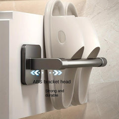 Wall Mounted Bathroom Towel Hanger Rack Ring Slipper Holder Bar