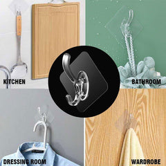 12pcs Adhesive Wall Hook Transparent Single Sticky Hook Self Adhesive Traceless