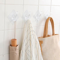 12pcs Adhesive Wall Hook Transparent Single Sticky Hook Self Adhesive Traceless