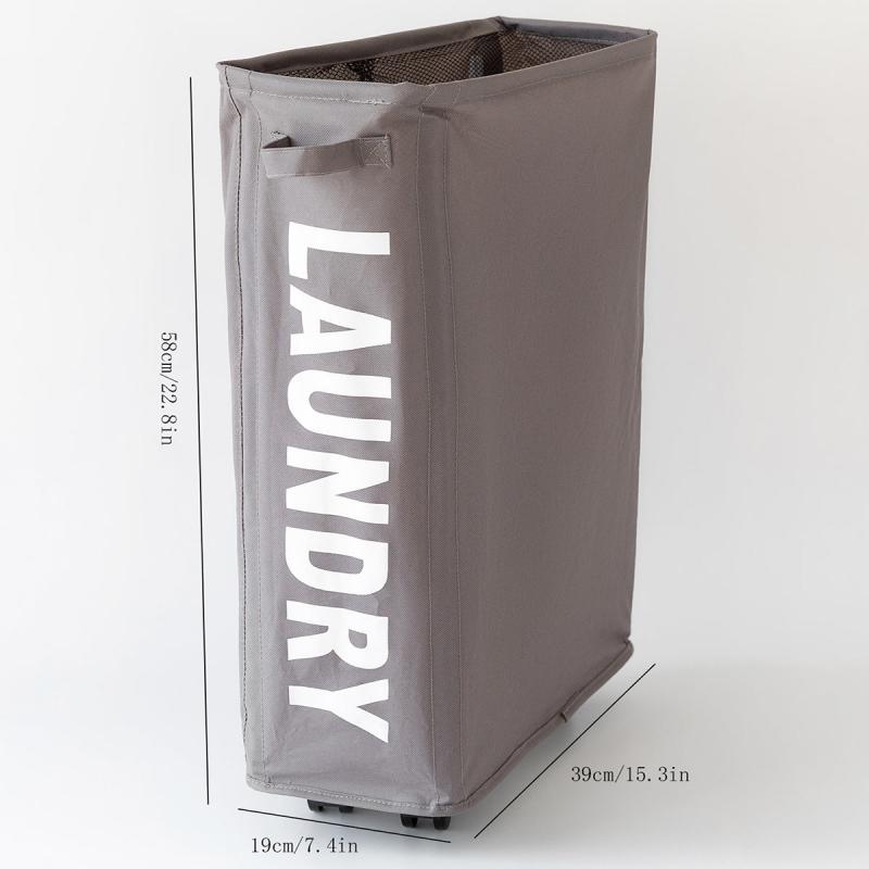 Foldable Rolling Laundry Basket Stand Sorter Organizer Wheels Tall and Thin