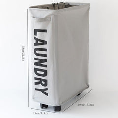 Foldable Rolling Laundry Basket Stand Sorter Organizer Wheels Tall and Thin