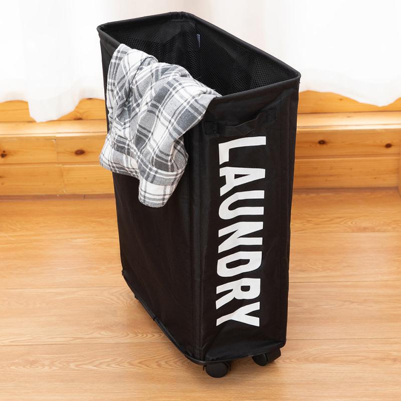 Foldable Rolling Laundry Basket Stand Sorter Organizer Wheels Tall and Thin