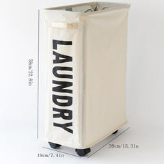 Foldable Rolling Laundry Basket Stand Sorter Organizer Wheels Tall and Thin