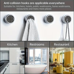 2pcs Adhesive Kitchen Towel Holder Circular Rack Wall Mounted Hand Towel Hook