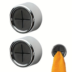 2pcs Adhesive Kitchen Towel Holder Circular Rack Wall Mounted Hand Towel Hook