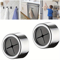2pcs Adhesive Kitchen Towel Holder Circular Rack Wall Mounted Hand Towel Hook