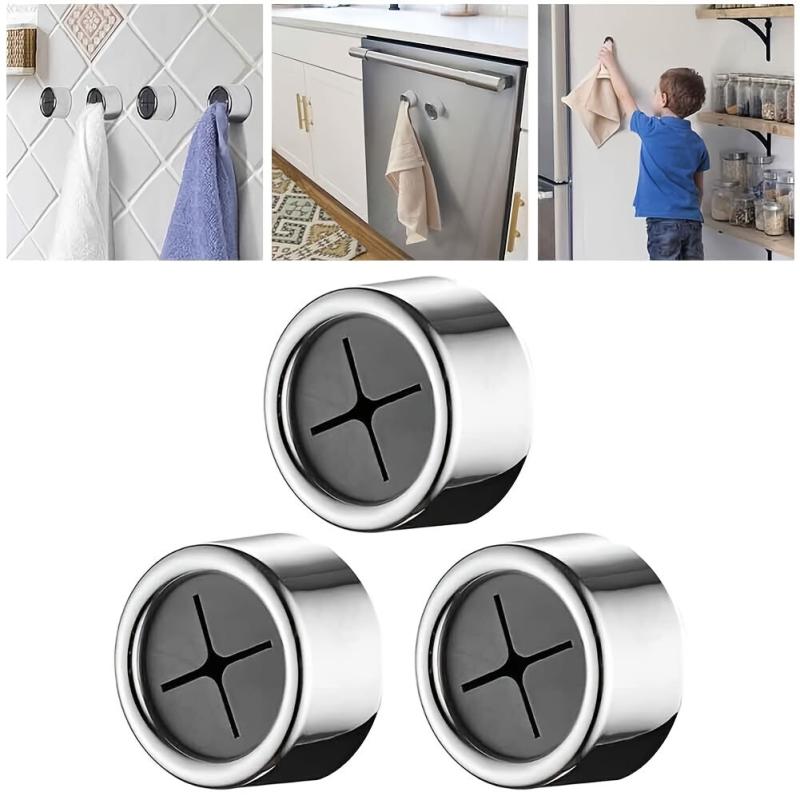 3pcs Adhesive Bathroom Towel Hooks Round Hand Towel Holder