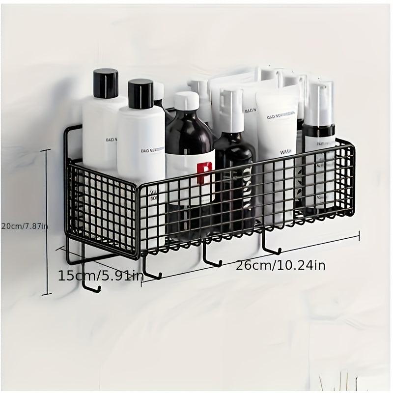 Wall-mounted Bathroom Storage Rack with Hooks