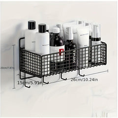 Wall-mounted Bathroom Storage Rack with Hooks