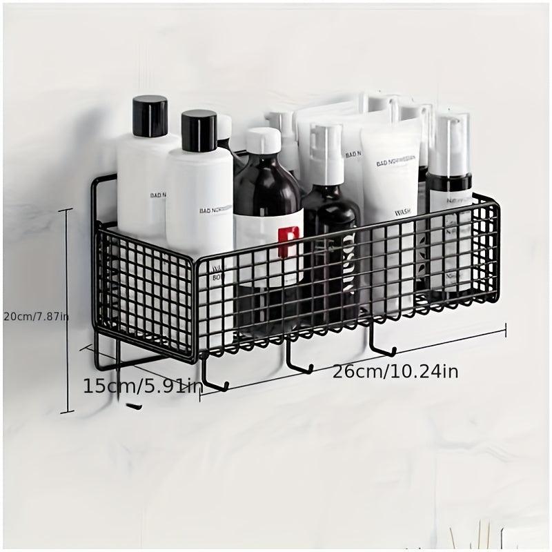 Wall-mounted Bathroom Storage Rack with Hooks