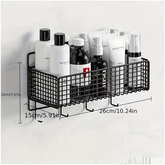 Wall-mounted Bathroom Storage Rack with Hooks