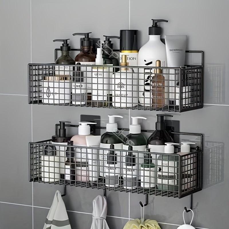 Wall-mounted Bathroom Storage Rack with Hooks