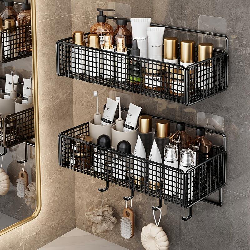 Wall-mounted Bathroom Storage Rack with Hooks