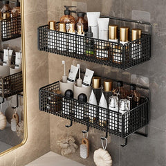 Wall-mounted Bathroom Storage Rack with Hooks