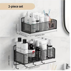 Wall-mounted Bathroom Storage Rack with Hooks
