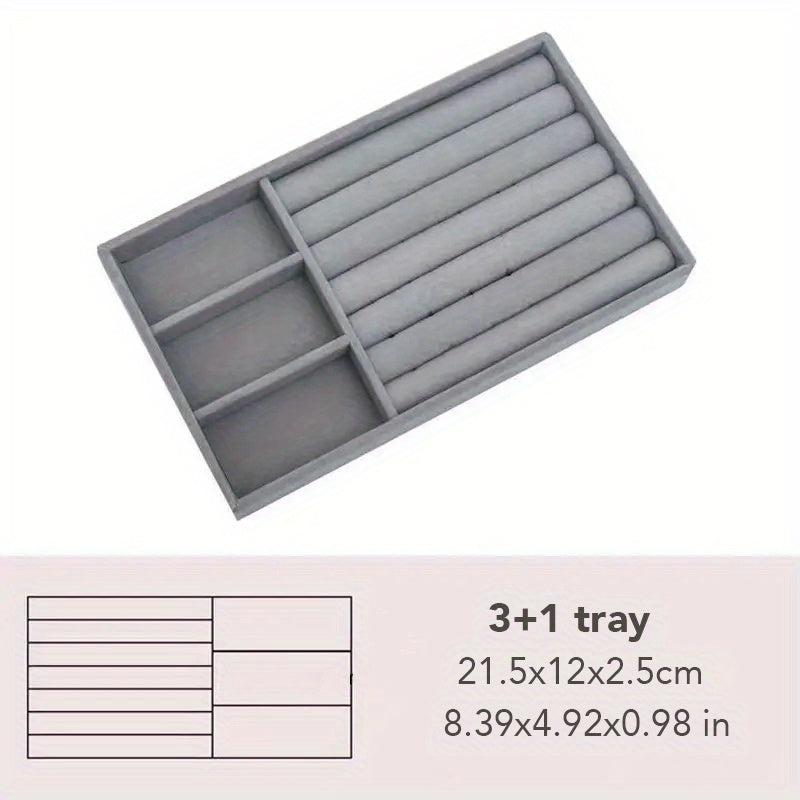 Grey Flocked Cloth Jewelry Tray with 1 Compartment