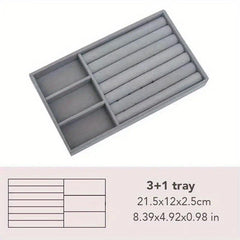 Grey Flocked Cloth Jewelry Tray with 1 Compartment
