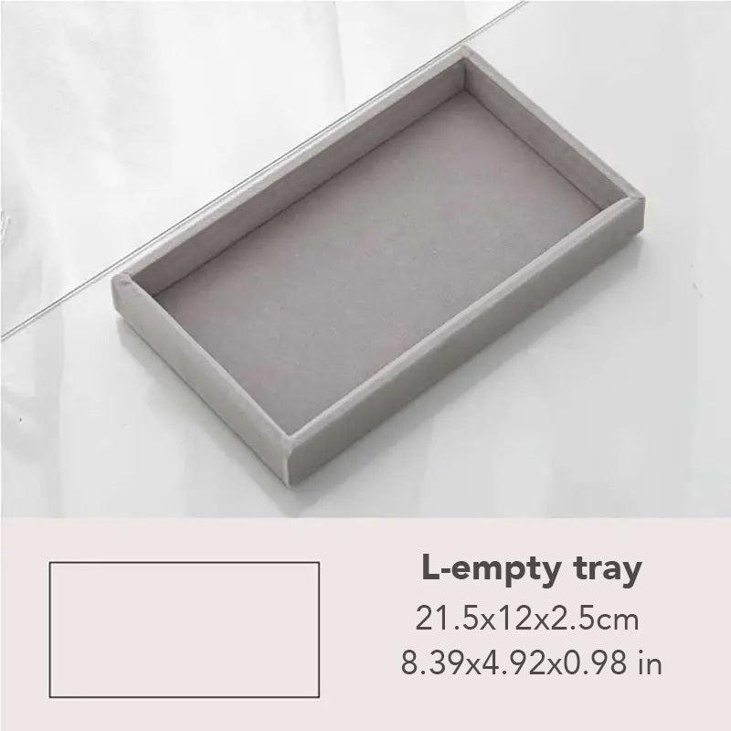 Grey Flocked Cloth Jewelry Tray with 1 Compartment