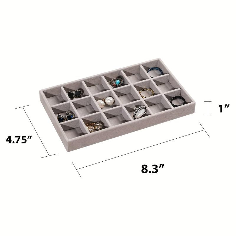 Grey Flocked Cloth Jewelry Tray with 1 Compartment