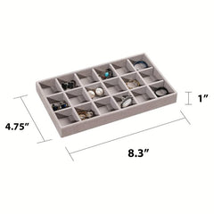 Grey Flocked Cloth Jewelry Tray with 1 Compartment
