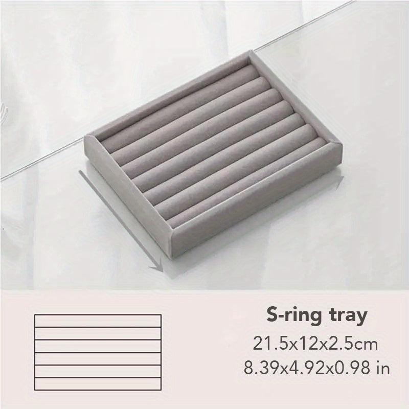 Grey Flocked Cloth Jewelry Tray with 1 Compartment