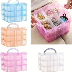 Plastic Storage Box Three Layer Jewelry Organizer Home Small Storage Case