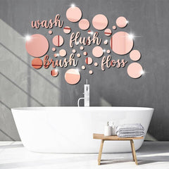 30pcs Acrylic Mirror Wall Stickers for Bathroom & Toilet Decor