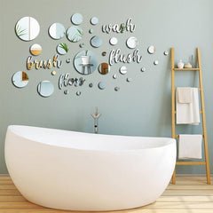 30pcs Acrylic Mirror Wall Stickers for Bathroom & Toilet Decor