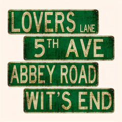 Retro Metal Tin Signs Rustic Street Road Signs Amusement Park Scenic