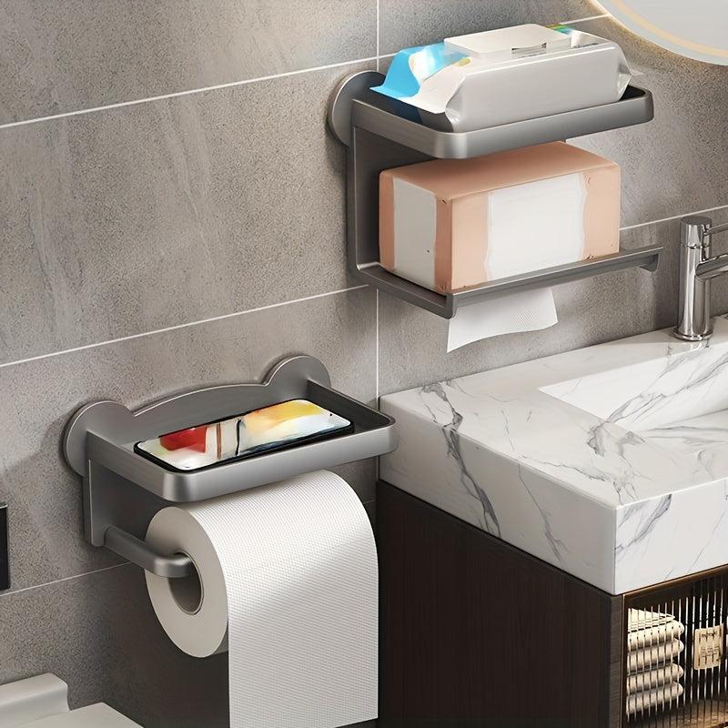 Plastic Storage Rack Roll Paper Shelf with Phone Holder