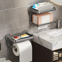 Plastic Storage Rack Roll Paper Shelf with Phone Holder