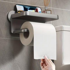 Plastic Storage Rack Roll Paper Shelf with Phone Holder