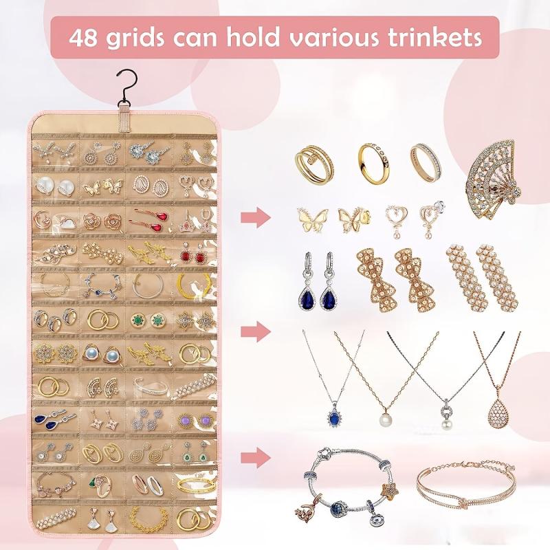 Double-sided Hanging Jewelry Organizer with 20 Jewelry Bags