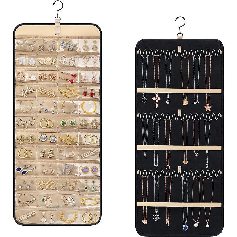 Double-sided Hanging Jewelry Organizer with 20 Jewelry Bags