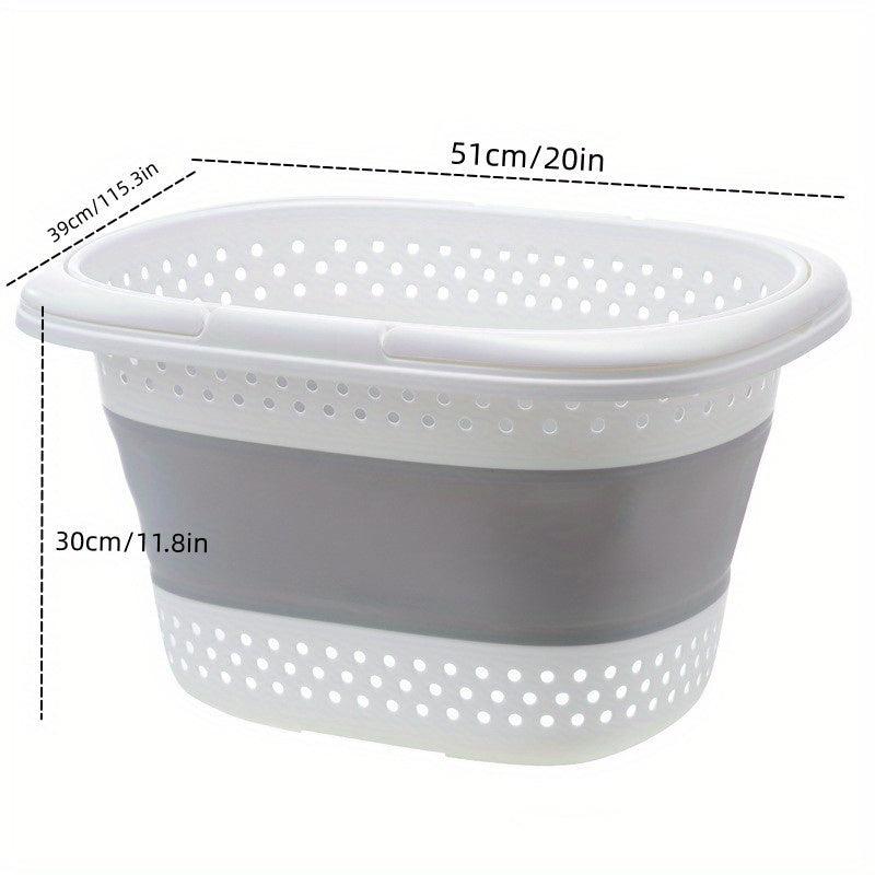 1pc Folding Plastic Laundry Basket Dirty Clothes Storage Basket Large Capacity