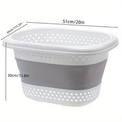1pc Folding Plastic Laundry Basket Dirty Clothes Storage Basket Large Capacity