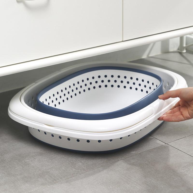 1pc Folding Plastic Laundry Basket Dirty Clothes Storage Basket Large Capacity