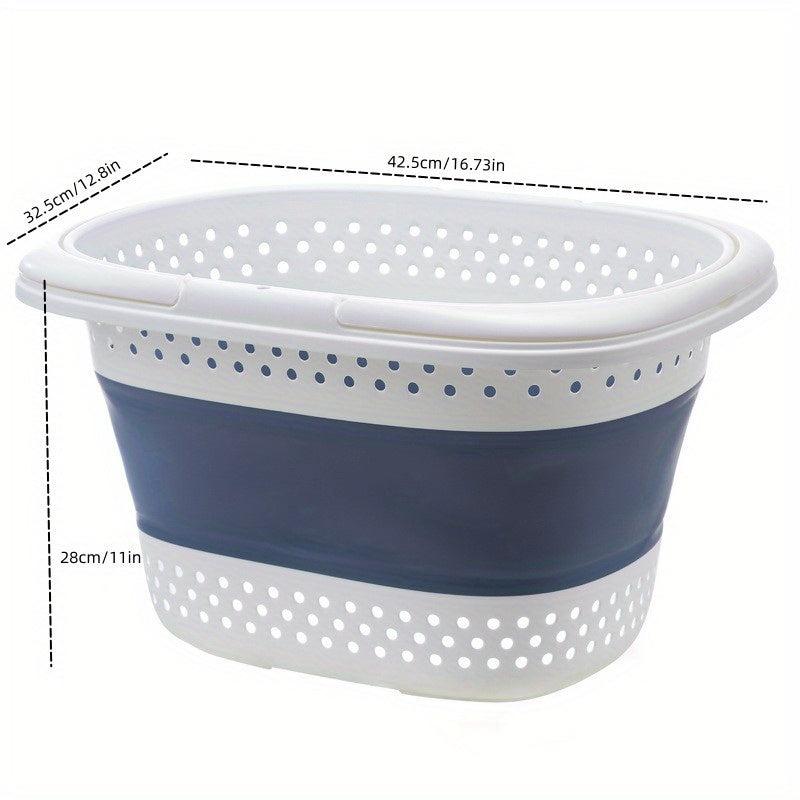 1pc Folding Plastic Laundry Basket Dirty Clothes Storage Basket Large Capacity
