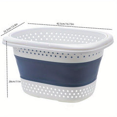 1pc Folding Plastic Laundry Basket Dirty Clothes Storage Basket Large Capacity