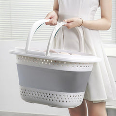 1pc Folding Plastic Laundry Basket Dirty Clothes Storage Basket Large Capacity
