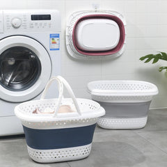 1pc Folding Plastic Laundry Basket Dirty Clothes Storage Basket Large Capacity