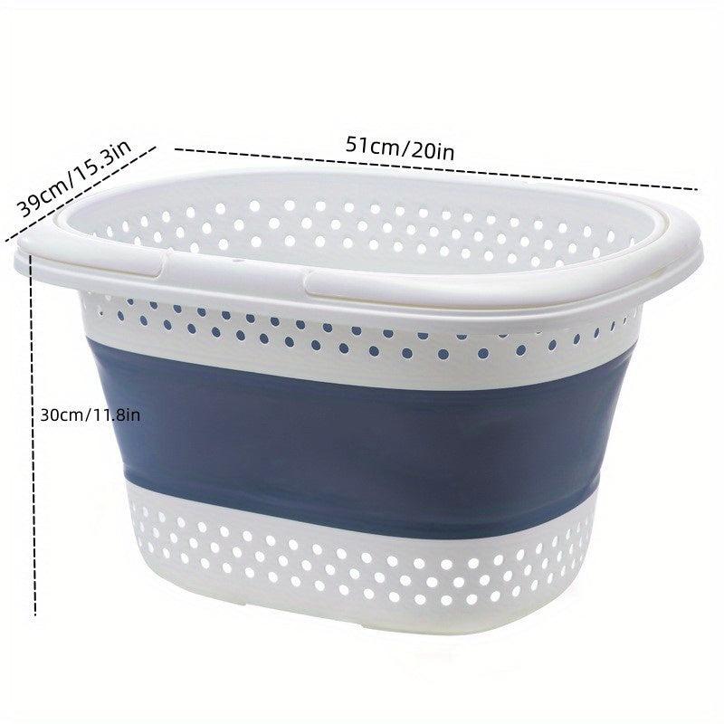 1pc Folding Plastic Laundry Basket Dirty Clothes Storage Basket Large Capacity