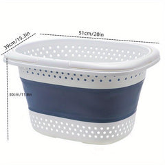 1pc Folding Plastic Laundry Basket Dirty Clothes Storage Basket Large Capacity