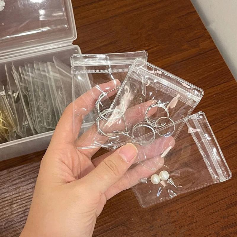20pcs Anti-oxidation Zipper Jewelry Bags Clear Small Organizer Pouch