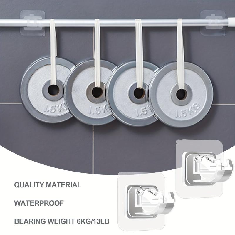8pcs Self Adhesive Curtain Rod Brackets - No Drill Curtain Rod Holder Hooks