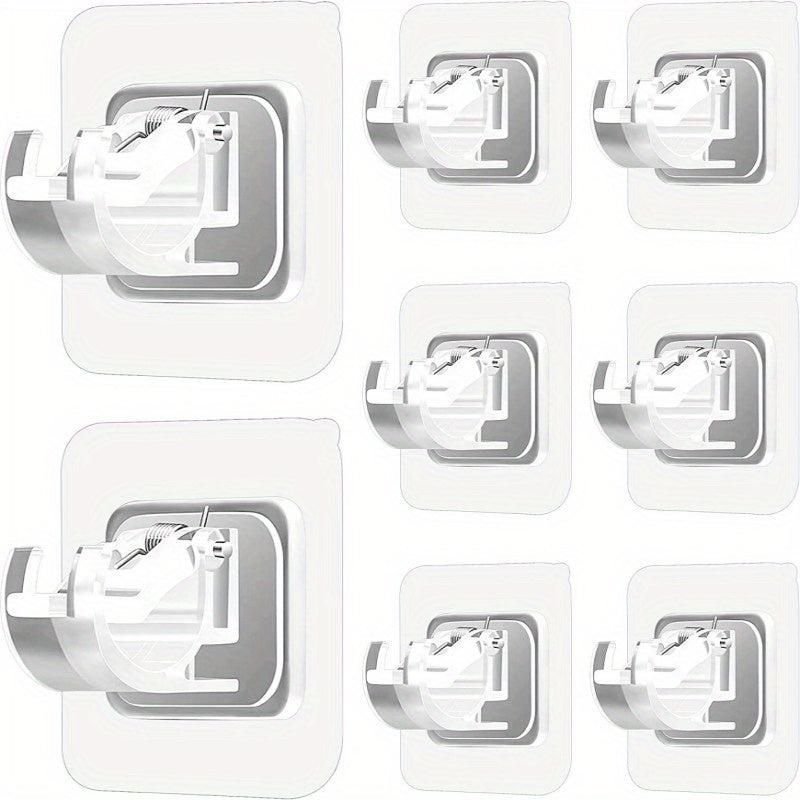 8pcs Self Adhesive Curtain Rod Brackets - No Drill Curtain Rod Holder Hooks