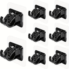 8pcs Self Adhesive Curtain Rod Brackets - No Drill Curtain Rod Holder Hooks