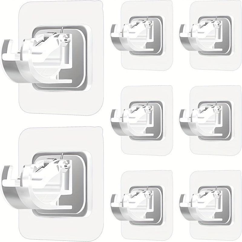 8pcs Self Adhesive Curtain Rod Brackets - No Drill Curtain Rod Holder Hooks
