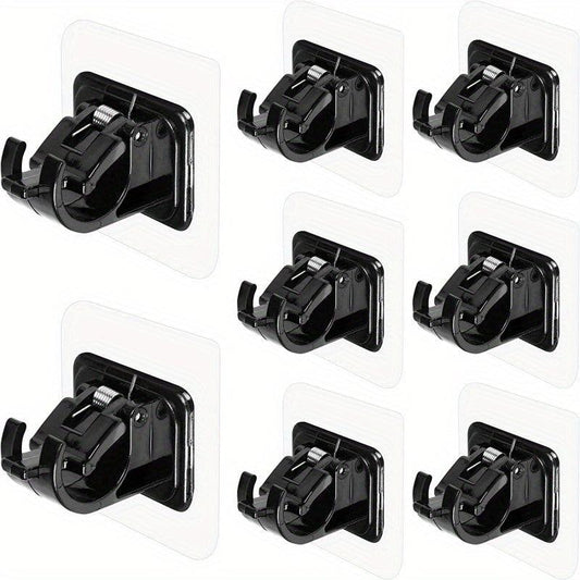8pcs Self Adhesive Curtain Rod Brackets - No Drill Curtain Rod Holder Hooks